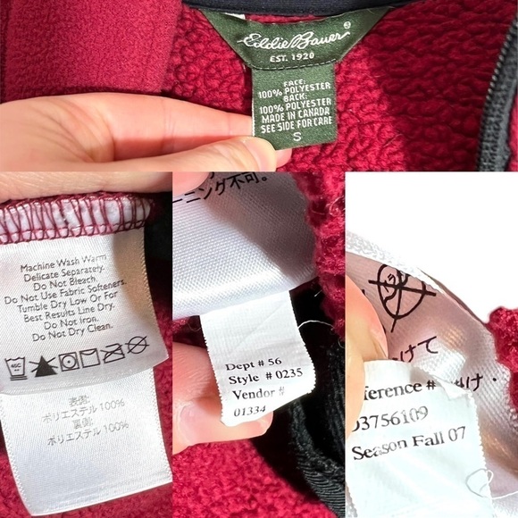 Eddie Bauer 2000’S Red 1/2 Zip Fleece Pullover Cozy Sweatshirt Size Small - Picture 10 of 16